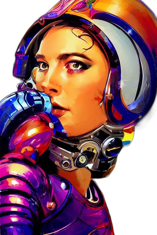 robot, face, comic book art, cyberpunk, concept art, photorealistic, outer space, neon lights transparent PNG cut-out