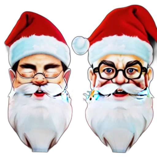 two, santa, claus, one transparent PNG cut-out