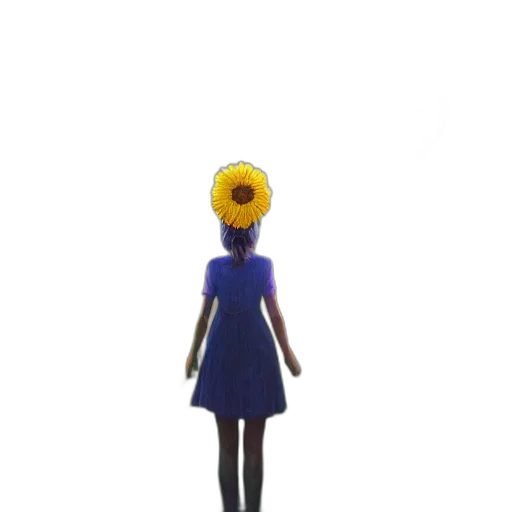 dress, staff, flower, hat, 3d render, concept art, cartoon, pixel art transparent PNG cut-out