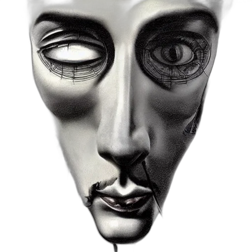 mask, face, robot, crown, photorealistic, 3d render, concept art, comic book art transparent PNG cut-out