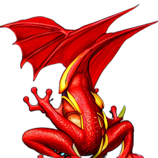 dragon, staff, creature, concept art, fantasy art, pixel art, comic book art, red transparent PNG cut-out