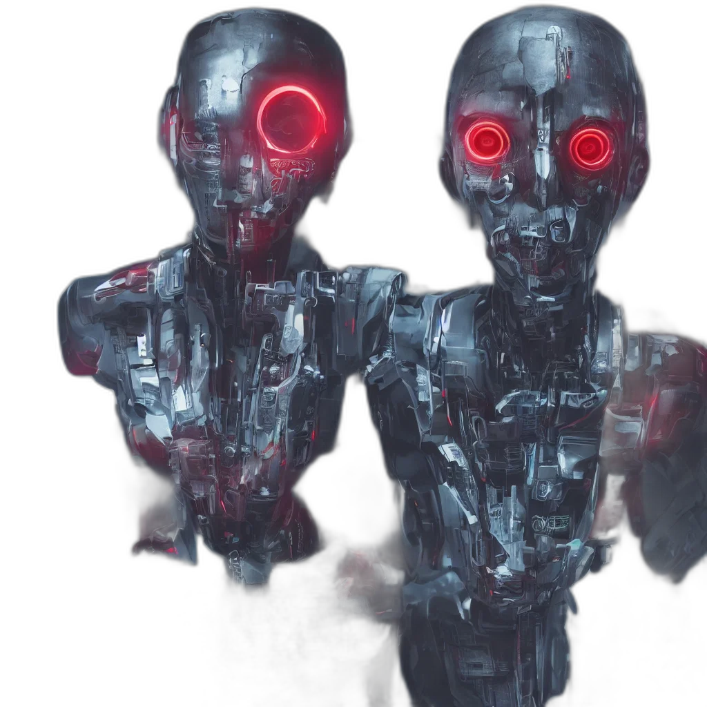 robot, concept art, cyberpunk, 3d render transparent PNG cut-out