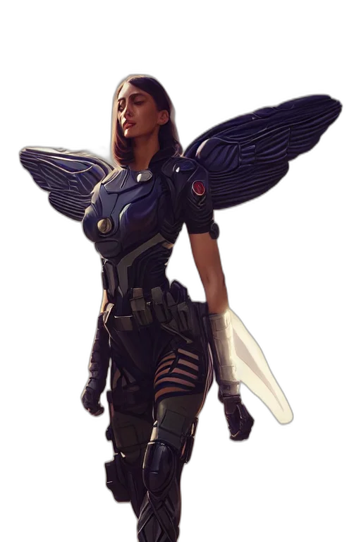 concept art, fantasy art, pixel art, 3d render, outer space, cinematic, shot, female transparent PNG cut-out