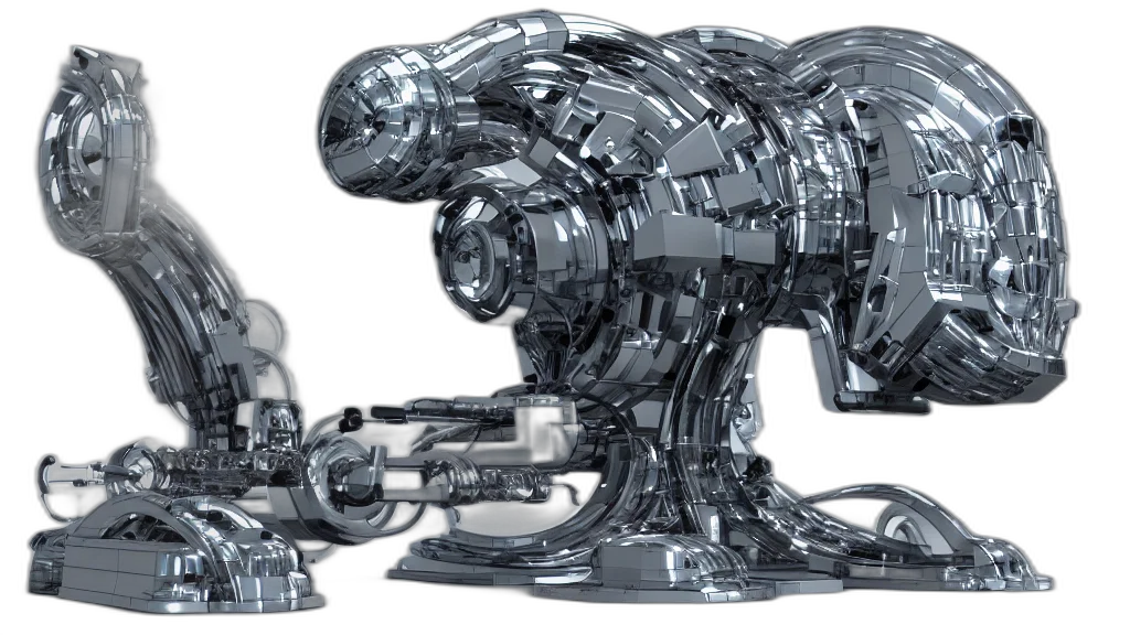 robot, weapon, concept art, 3d render transparent PNG cut-out