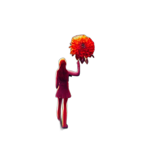 umbrella, hair, creature, flower, pixel art, concept art, 3d render, photorealistic transparent PNG cut-out