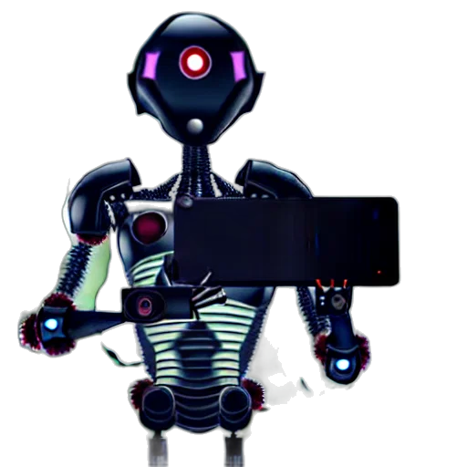 robot, staff, weapon, creature, concept art, 3d render, cyberpunk, pixel art transparent PNG cut-out