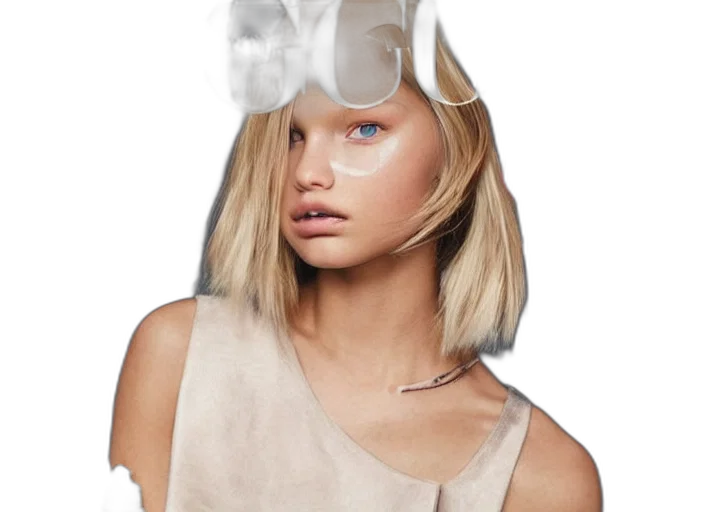 hat, mask, hair, face, photorealistic, concept art, 3d render, fantasy art transparent PNG cut-out
