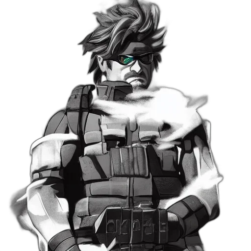 weapon, jacket, robot, mask, pixel art, concept art, cyberpunk, cartoon transparent PNG cut-out