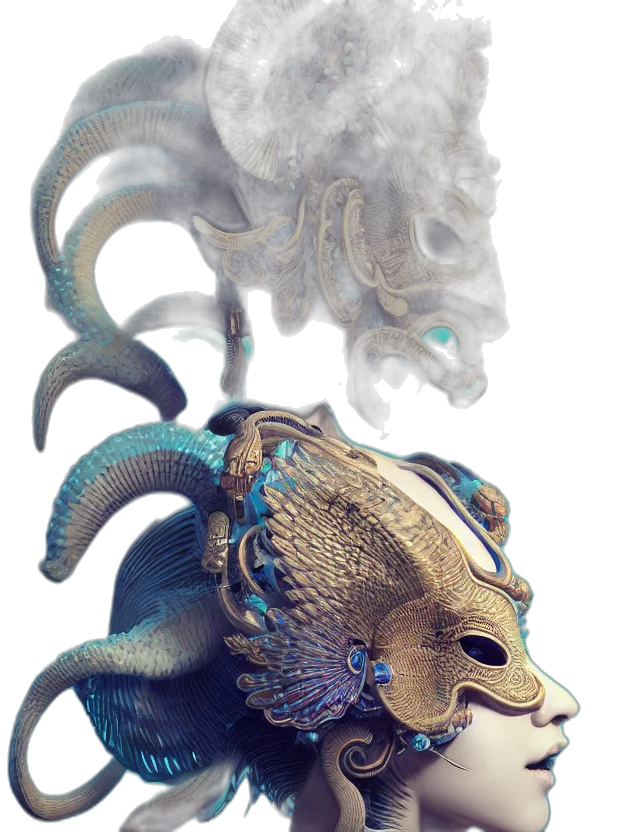 mask, dragon, creature, crown transparent PNG cut-out