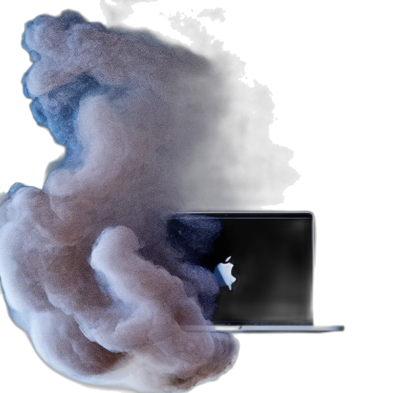 dragon, vaporwave, concept art, fog, fire, portrait, macbook, disintegration transparent PNG cut-out