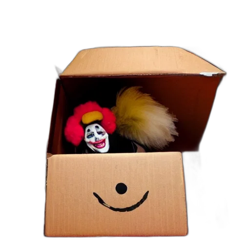 hat, mask, crown, face, cardboard, box, clown, peeking transparent PNG cut-out