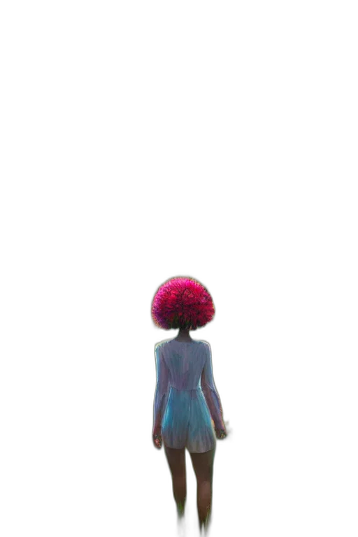dress, umbrella, hair, hat, 3d render, concept art, vaporwave, photorealistic transparent PNG cut-out