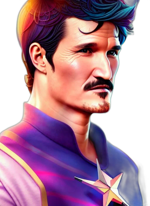 face, staff, fantasy art, comic book art, concept art, photorealistic, colorful, neon transparent PNG cut-out