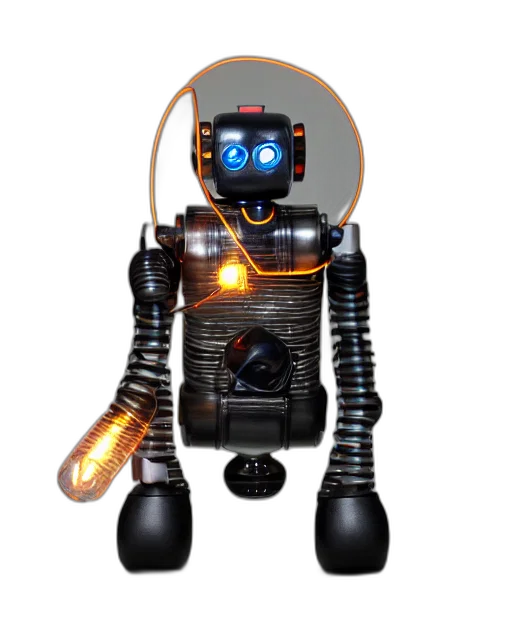 robot, staff, 3d render, cyberpunk, concept art, close, portrait, photo transparent PNG cut-out