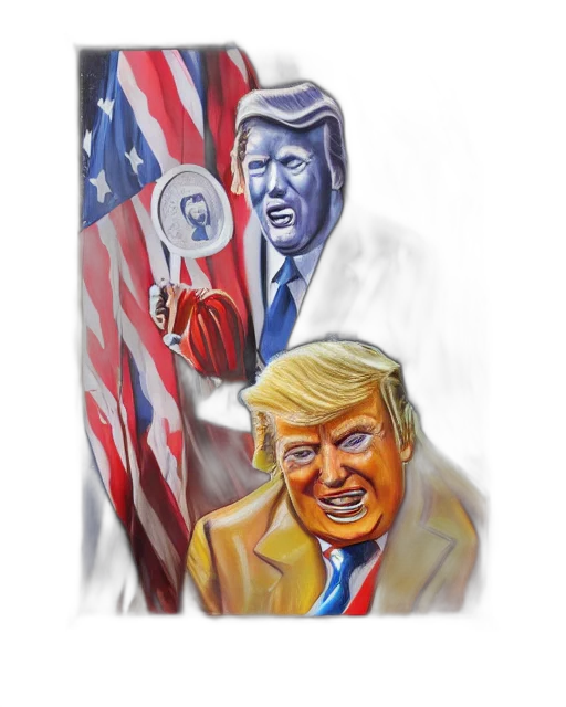 mask, concept art, watercolor, comic book art, cartoon, presidential, portrait, donald transparent PNG cut-out