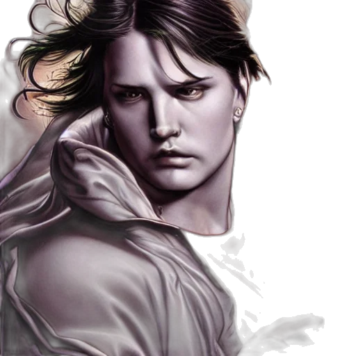 face, photorealistic, fantasy art, oil painting, concept art, earth tones, blue, dark transparent PNG cut-out