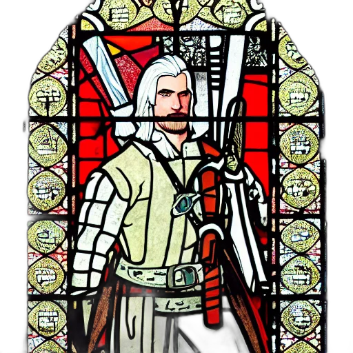 sword, staff, pixel art, fantasy art, concept art, comic book art, portrait, geralt transparent PNG cut-out