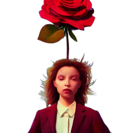 umbrella, flower, staff, crown, vaporwave, concept art, photorealistic, pixel art transparent PNG cut-out