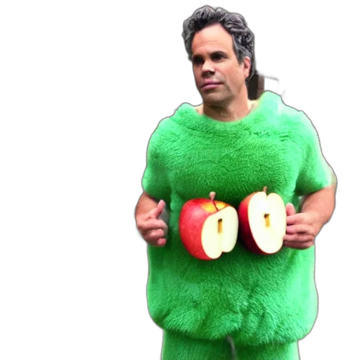 creature, food, animal, green, mark, ruffalo, apple, costume transparent PNG cut-out