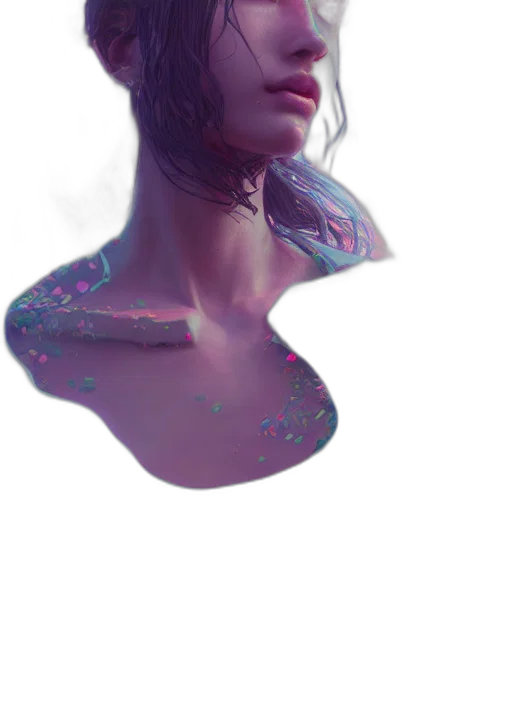 dress, face, crown, creature, cyberpunk, concept art, vaporwave, fantasy art transparent PNG cut-out