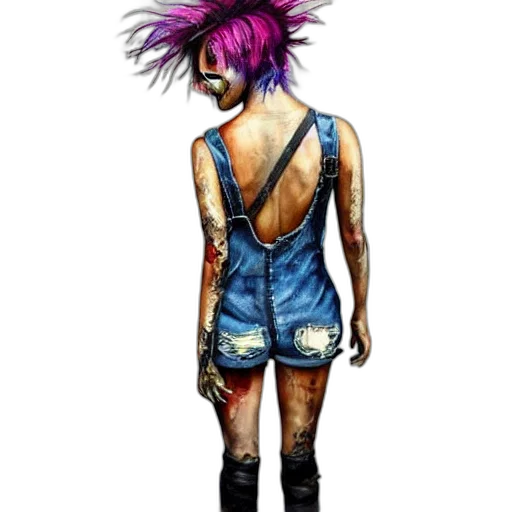 dress, hair, jacket, creature, cyberpunk, concept art, watercolor, fantasy art transparent PNG cut-out