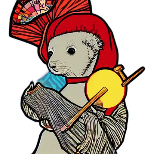staff, umbrella, hat, fantasy art, concept art, watercolor, cartoon, baby transparent PNG cut-out
