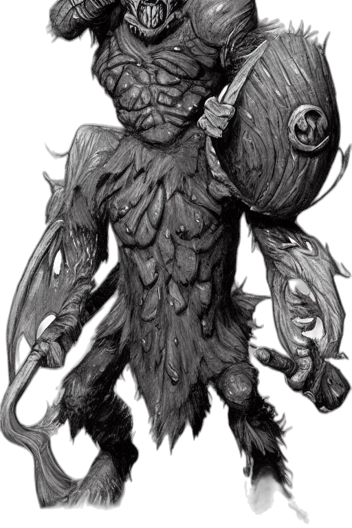 creature, dragon, mask, staff transparent PNG cut-out