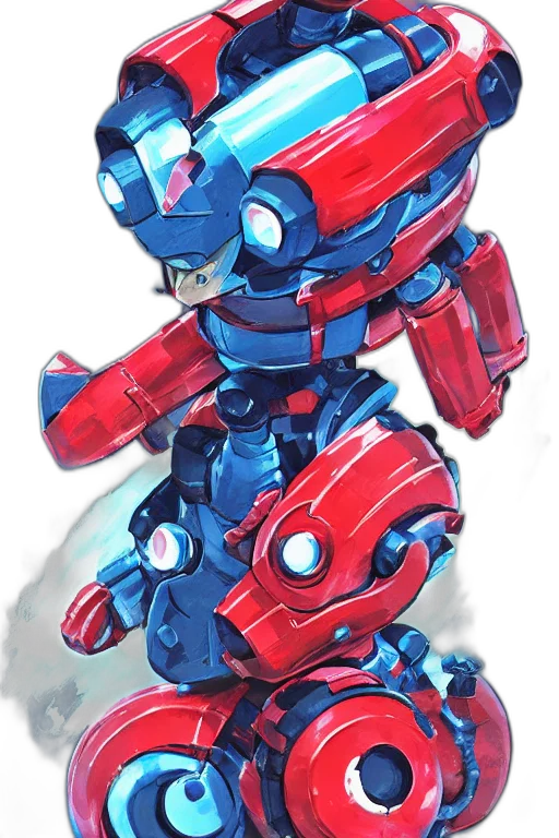 robot, weapon, concept art, 3d render, watercolor, vaporwave, blue, boss transparent PNG cut-out