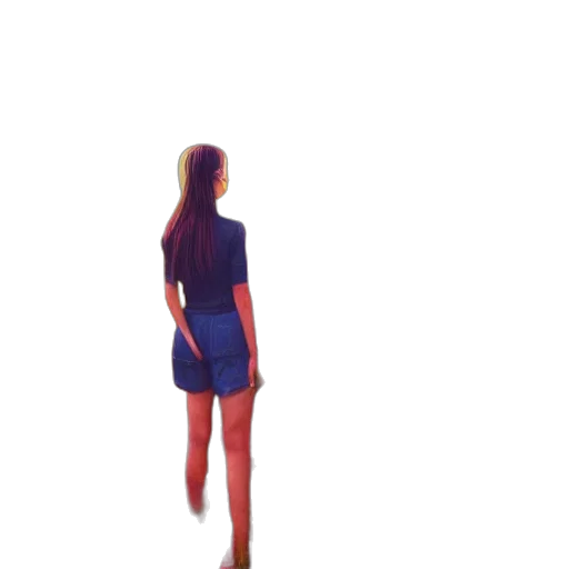 dress, robot, creature, hair, 3d render, pixel art, vaporwave, concept art transparent PNG cut-out