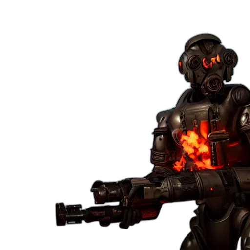 robot, weapon, concept art, 3d render transparent PNG cut-out