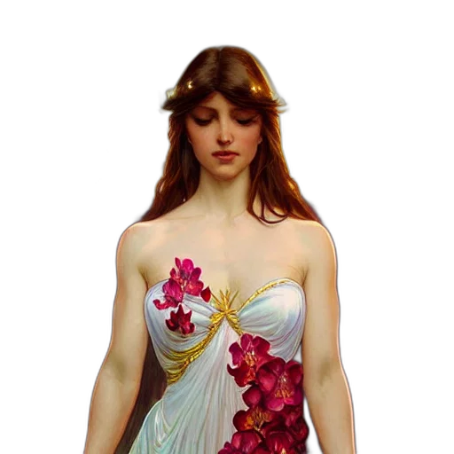 dress, jewelry, crown, oil painting, photorealistic, pixel art, fantasy art, pastel transparent PNG cut-out