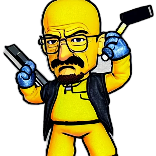 staff, cartoon, comic book art, pixel art, concept art, walter, white, character transparent PNG cut-out