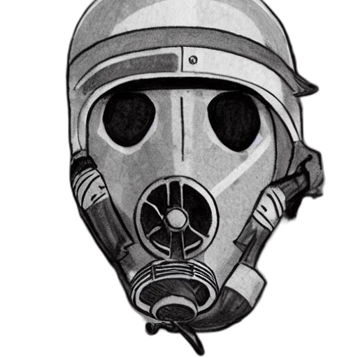 mask, face, weapon, robot, concept art, comic book art, pencil sketch, cartoon transparent PNG cut-out