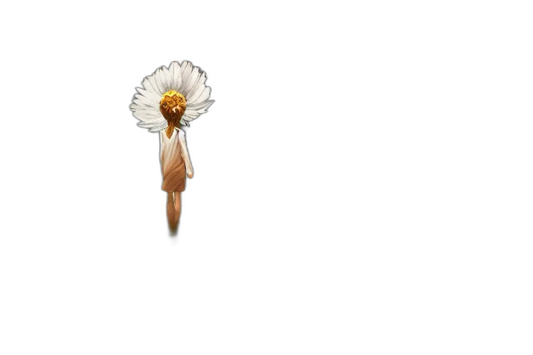 flower, hair, jewelry, staff, pixel art, concept art, 3d render, fantasy art transparent PNG cut-out