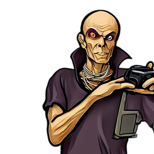 mask, robot, staff, face, comic book art, concept art, cartoon, cyberpunk transparent PNG cut-out