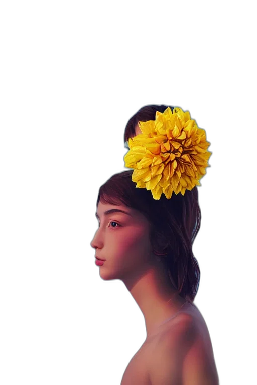 crown, flower, hat, face, photorealistic, oil painting, 3d render, pixel art transparent PNG cut-out
