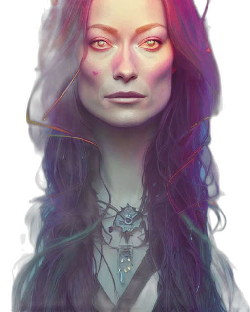 face, jewelry, crown, fantasy art, cyberpunk, concept art, photorealistic, neon lights transparent PNG cut-out