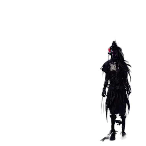creature, mask, weapon, staff, concept art, pixel art, anime, 3d render transparent PNG cut-out