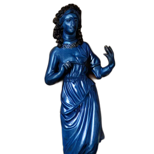 dress, staff, jewelry, 3d render, concept art, blue, euterpe, votive transparent PNG cut-out