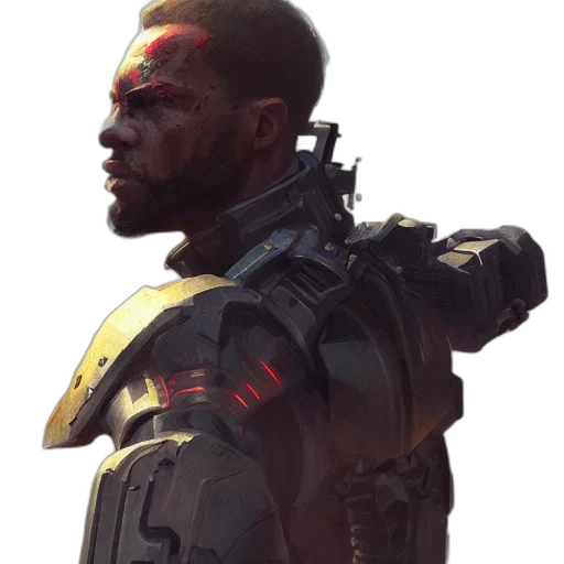 robot, face, weapon, concept art transparent PNG cut-out