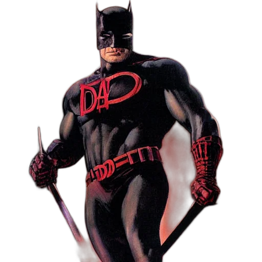 comic book art, concept art, 3d render, daredevil, standing, painting, fullbody, frank transparent PNG cut-out