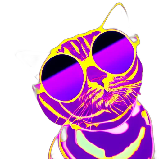 animal, vaporwave, cartoon, cyberpunk transparent PNG cut-out