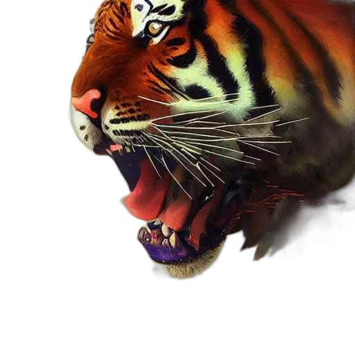 animal, creature, dragon, photorealistic, 3d render, watercolor, concept art, tiger transparent PNG cut-out