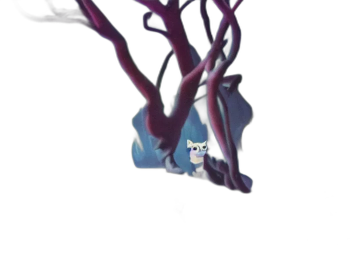 tree, creature, crown, staff, concept art, 3d render, watercolor, vaporwave transparent PNG cut-out