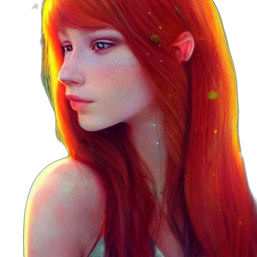 face, hair, dress, dragon, photorealistic, fantasy art, watercolor, anime transparent PNG cut-out
