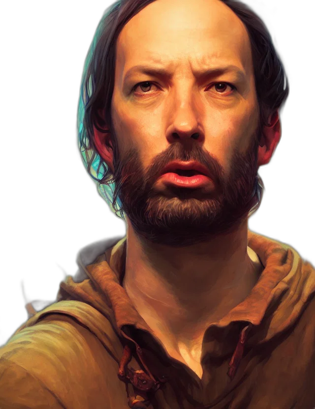 face, staff, photorealistic, fantasy art, concept art, oil painting, pastel, earth tones transparent PNG cut-out
