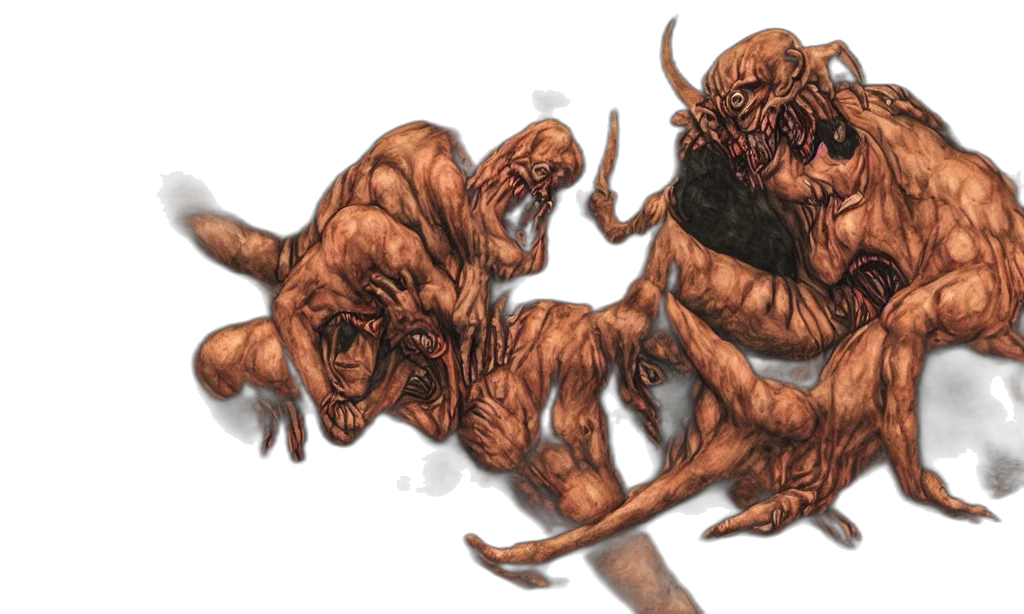 creature, concept art, fantasy art, comic book art, mentally, challenged, demon, wrestling transparent PNG cut-out