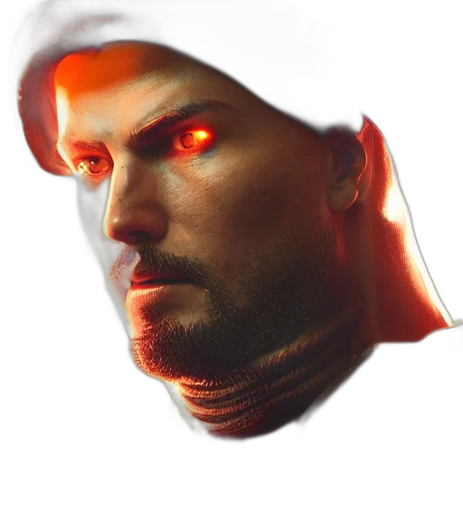 face, mask, robot, hat, cyberpunk, photorealistic, concept art, 3d render transparent PNG cut-out