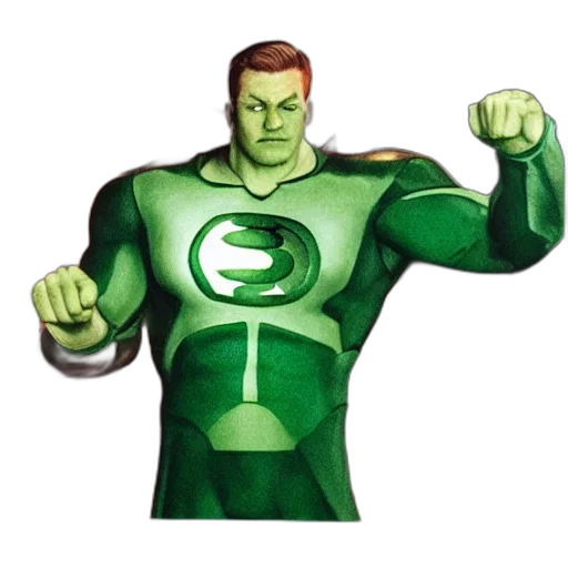comic book art, concept art, 3d render, green transparent PNG cut-out