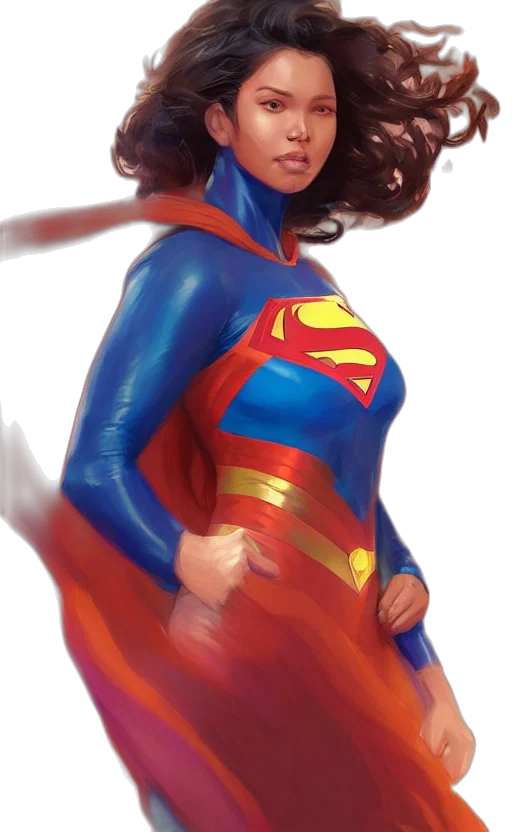 comic book art, concept art, fantasy art, cartoon, colorful, portrait, superwoman, stanley transparent PNG cut-out